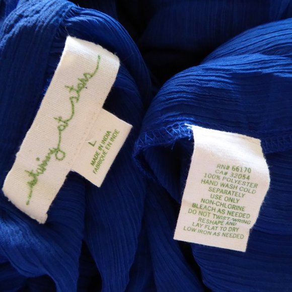 Starring at Stars by Urban Outfitters Dark Royal Blue Sheer Chiffon Dress L - Picture 8 of 8